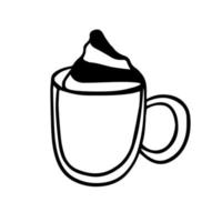 Doodle coffee with with whipped cream vector