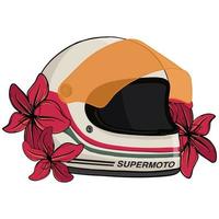 diseño de camiseta con casco de motocicleta ilustración vintage pro vector