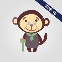 Cute monkey icon. Vector illustration isolated on a grey background.