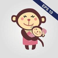 Cute monkey icon. Vector illustration isolated on a grey background.