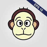 Cute monkey icon. Vector illustration isolated on a grey background.