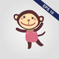 Cute monkey icon. Vector illustration isolated on a grey background.