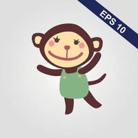 Cute monkey icon. Vector illustration isolated on a grey background.