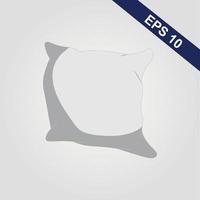 White Pillow on Blue Background with Real Shadow. Top View of a Soft Colorful Pillow with Copy Space for Tex or Image. Vector illustration