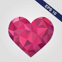 Polygonal heart isolated on white background vector illustration. Heart in geometric style isolated on greay background. Heart Icon, logo, symbol, sign