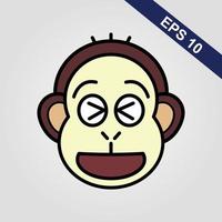 Cute monkey icon. Vector illustration isolated on a grey background.