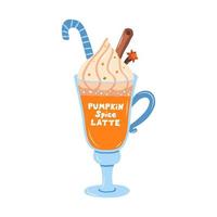 producto de temporada con sabor a café con leche de calabaza. ilustración vectorial vector