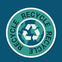 icon, sticker, button on the theme of saving and renewable energy with earth, planet and icon renewable vector