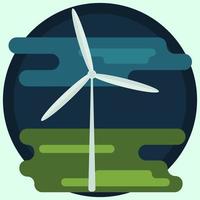 icon, sticker, button on the theme of saving earth with wind turbine vector