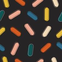 Seamless pattern with one line pills on dark background. Illustration can be used on medical sfiere print, typography. vector