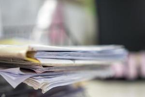 Stack of paper, Document, many jobs waiting to be done on the table, busy concept photo