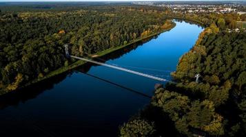 cable bridge over the river view from the top photo