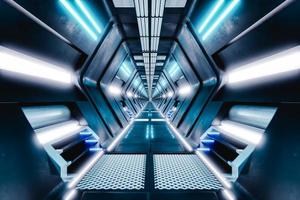 Inside a futuristic white-lit passageway 3d render photo