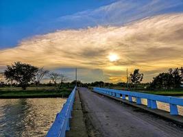 beautiful sunset over the field photo