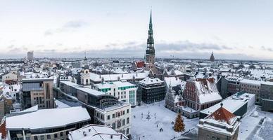 Aerial view of the winter Riga old town photo