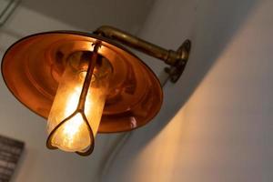 Incandescent lamps in a modern cafe. Edison lamp. modern interior design. photo