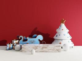 Christmas sale background with christmas sleigh and stage podium for product display 3d rendering photo