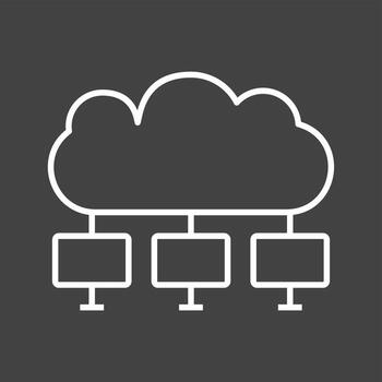 icono de línea de vector de computación en nube único