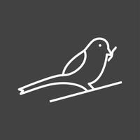gorrión único comiendo insecto icono de línea vectorial vector