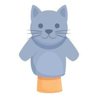 Grey cat puppet icon cartoon vector. Show stage vector