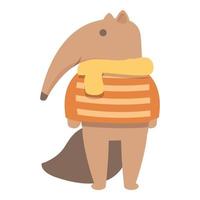 Anteater winter cloth icon cartoon vector. Ant animal vector