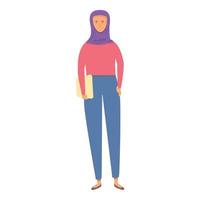 Modern arab woman icon cartoon vector. Muslim fashion vector