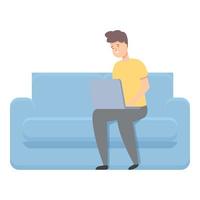 Freelancer on sofa icon cartoon vector. Work online vector