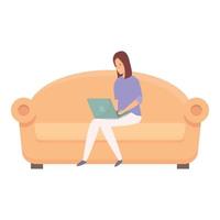 Sofa remote work icon cartoon vector. Online education vector