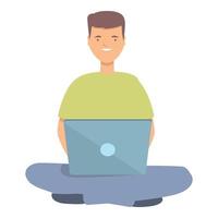 Freelancer laptop icon cartoon vector. Work online vector