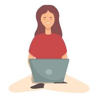 Girl freelance icon cartoon vector. Online work vector