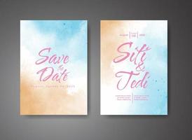 Wedding invitation with abstract watercolor background vector