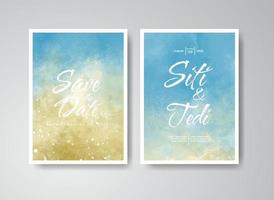 Wedding invitation with abstract watercolor background vector