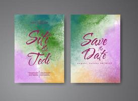 Wedding invitation with abstract watercolor background vector