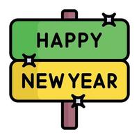 Have a look at Happy new year sign board vector icon