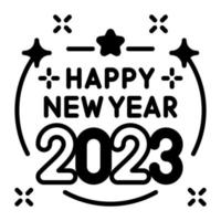 Happy new year 2023 vector icon in modern style
