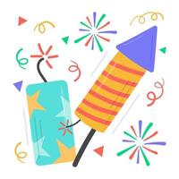 Trendy sticker design of firecracker for premium use vector