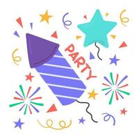 Trendy sticker design of firecracker for premium use vector