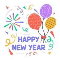 Happy new year balloons vector in trendy and modern style