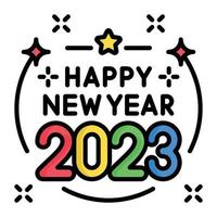 Happy new year 2023 vector icon in modern style