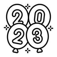 Happy new year 2023 balloon celebration vector icon