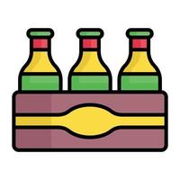 Editable design of beer crate, beer bottles inside the box vector