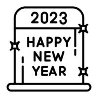 Have a look at Happy new year 2023 sign board vector icon
