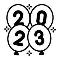 Happy new year 2023 balloon celebration vector icon