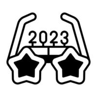 New year 2023 party glasses vector icon in trendy style