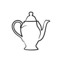 Continuous line drawing tea pot. Teapot in continuous line art drawing style vector