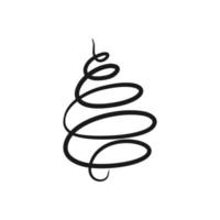 Continuous line drawing Christmas tree, Xmas tree one line drawing vector