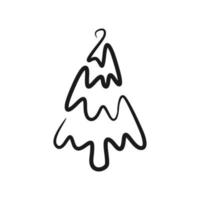 Continuous line drawing Christmas tree, Xmas tree one line drawing vector