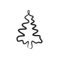 Continuous line drawing Christmas tree, Xmas tree one line drawing vector