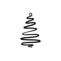 Continuous line drawing Christmas tree, Xmas tree one line drawing vector