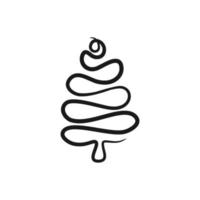 Continuous line drawing Christmas tree, Xmas tree one line drawing vector